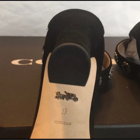 Coach Black Heeled Sandals Size 9 NWT